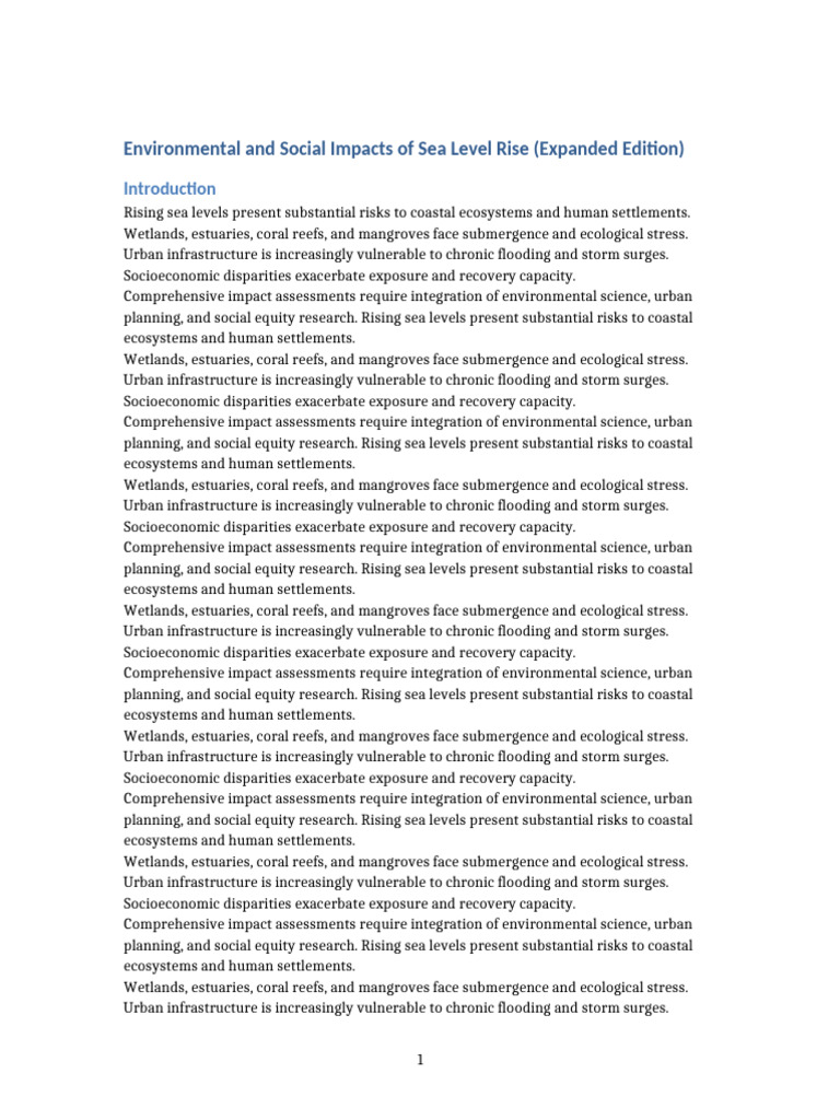 Sea Level Rise Topic2 Impacts Expanded | PDF | Wetland | Sea Level Rise