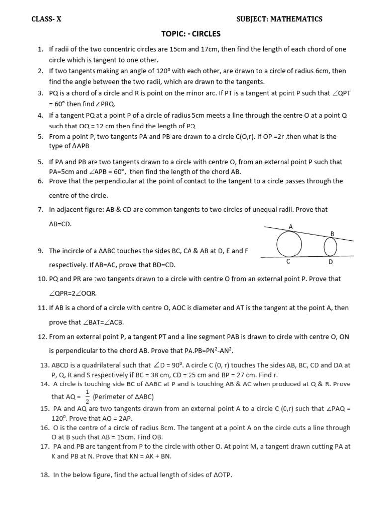 CH - 10 - CIRCLES, For Grade 10th | PDF | Circle | Perpendicular