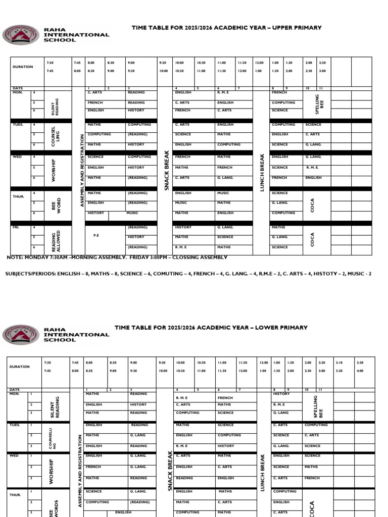 General Timetable | PDF