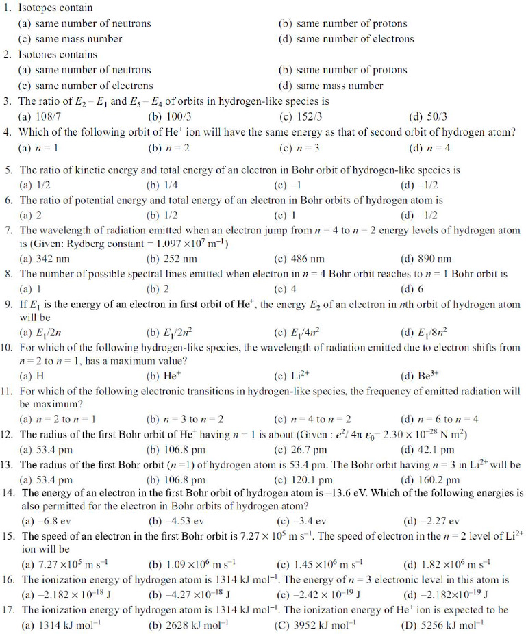 DPP 1 Atomic Structure Till Bhors Atomic Model | PDF