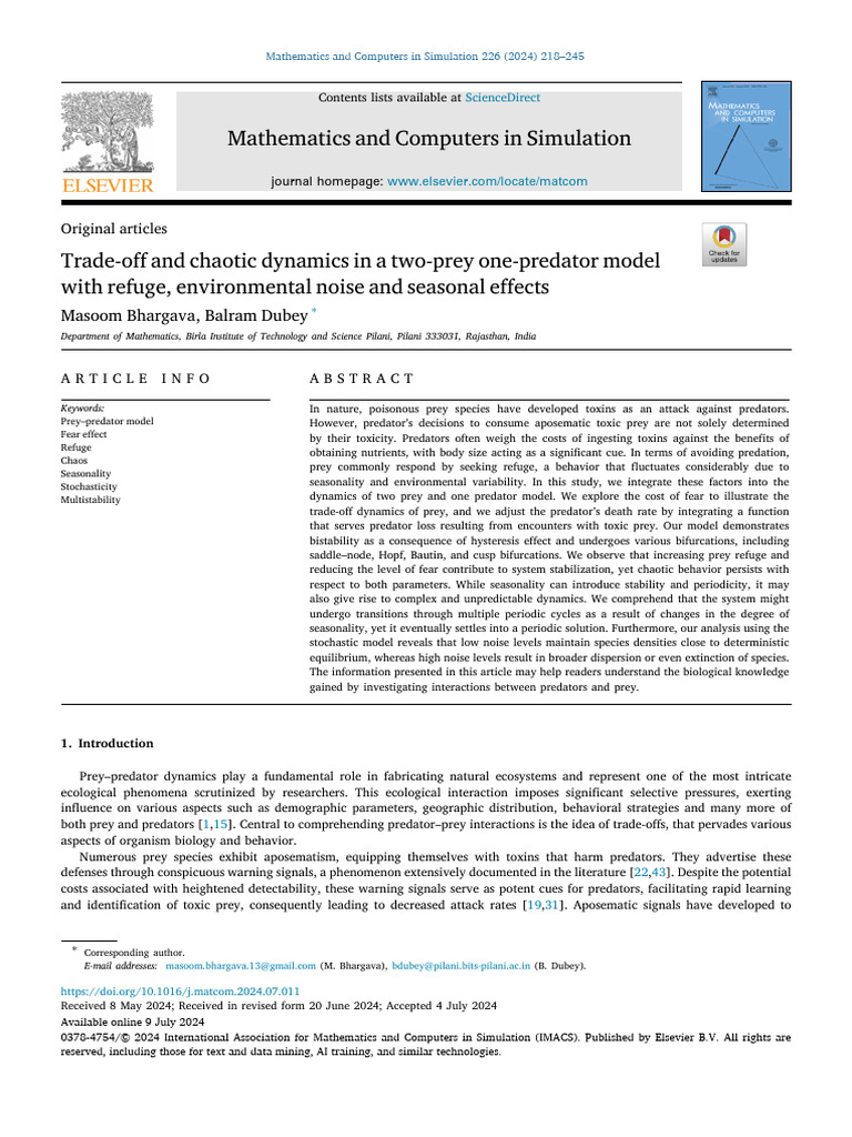 Trade-Off and Chaotic Dynamics in A Two-Prey One-Predator Model With ...