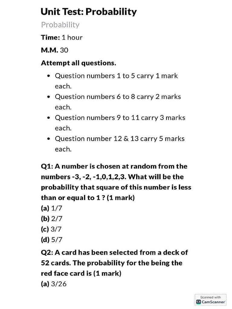 Practice Test Probability | PDF