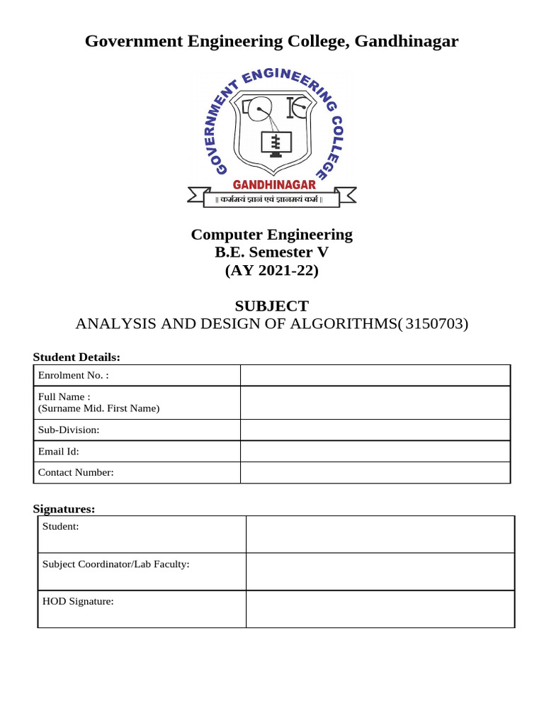 ADA Submission (Assignments and Practicals) | PDF | Engineering | Computing