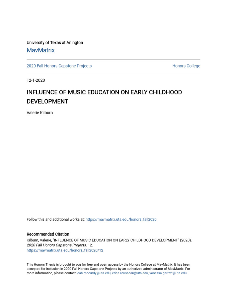 Influence of Music Education On Early Childhood Development | PDF ...