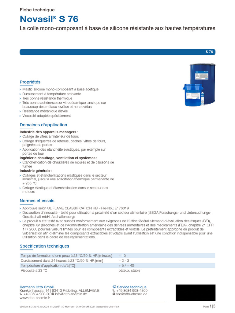 TDS Novasil R S 76 FR 3 3 | PDF | Silicone | Physique appliquée et ...