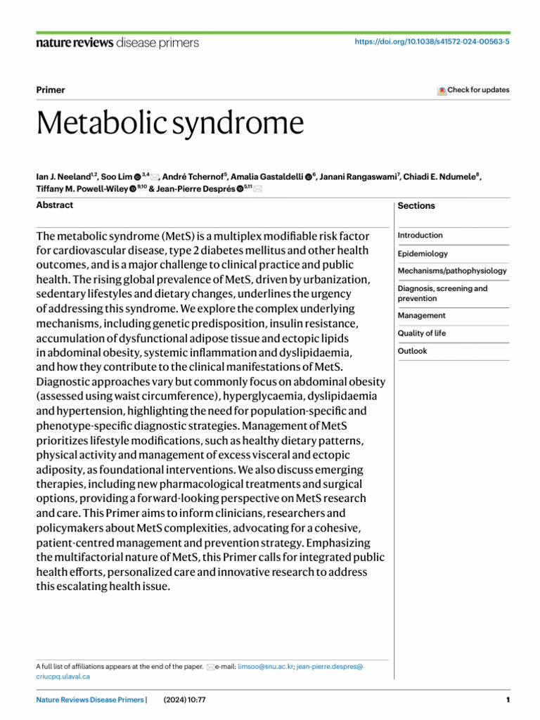 Metabolic Syndrome | PDF | Metabolic Syndrome | Abdominal Obesity