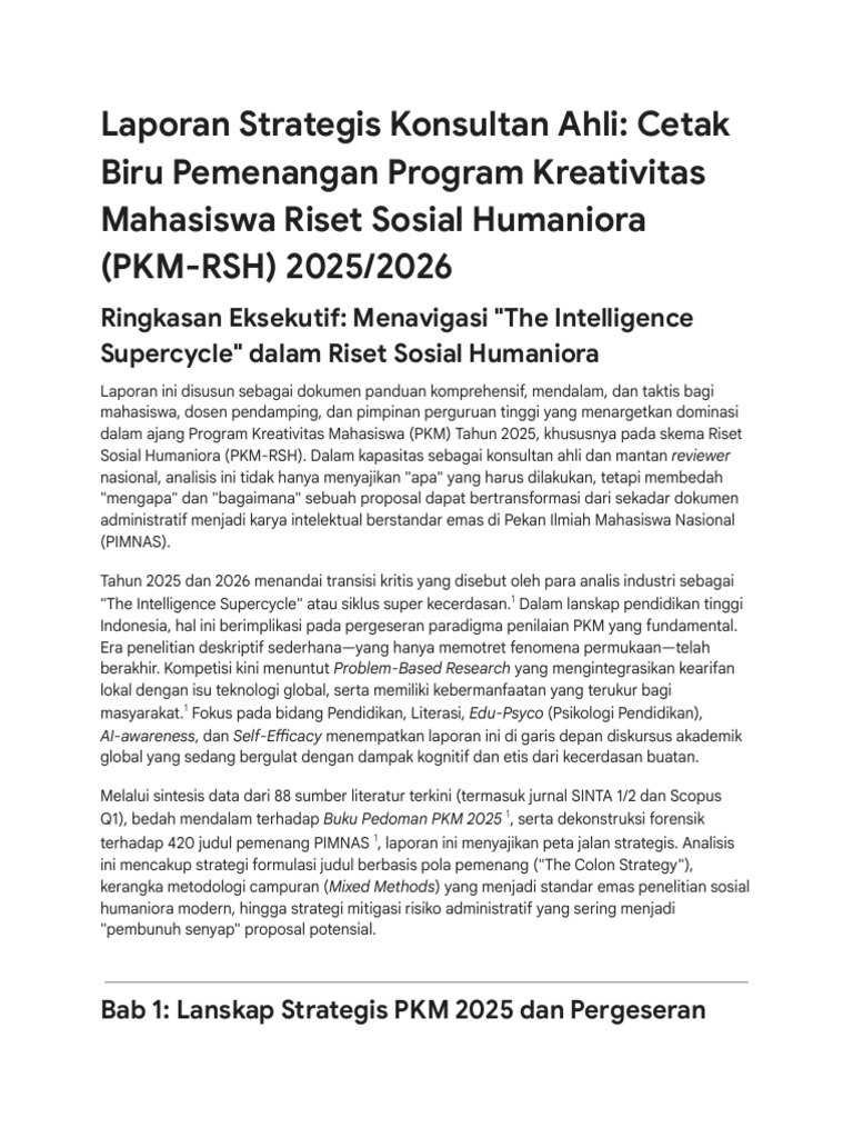 Proposal PKM-RSH - AI, Literasi, Dan Self-Efficacy | PDF