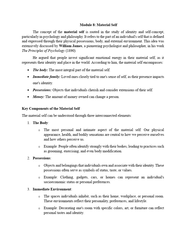 Module 08 - Material Self | PDF | Consumerism | Identity (Social Science)