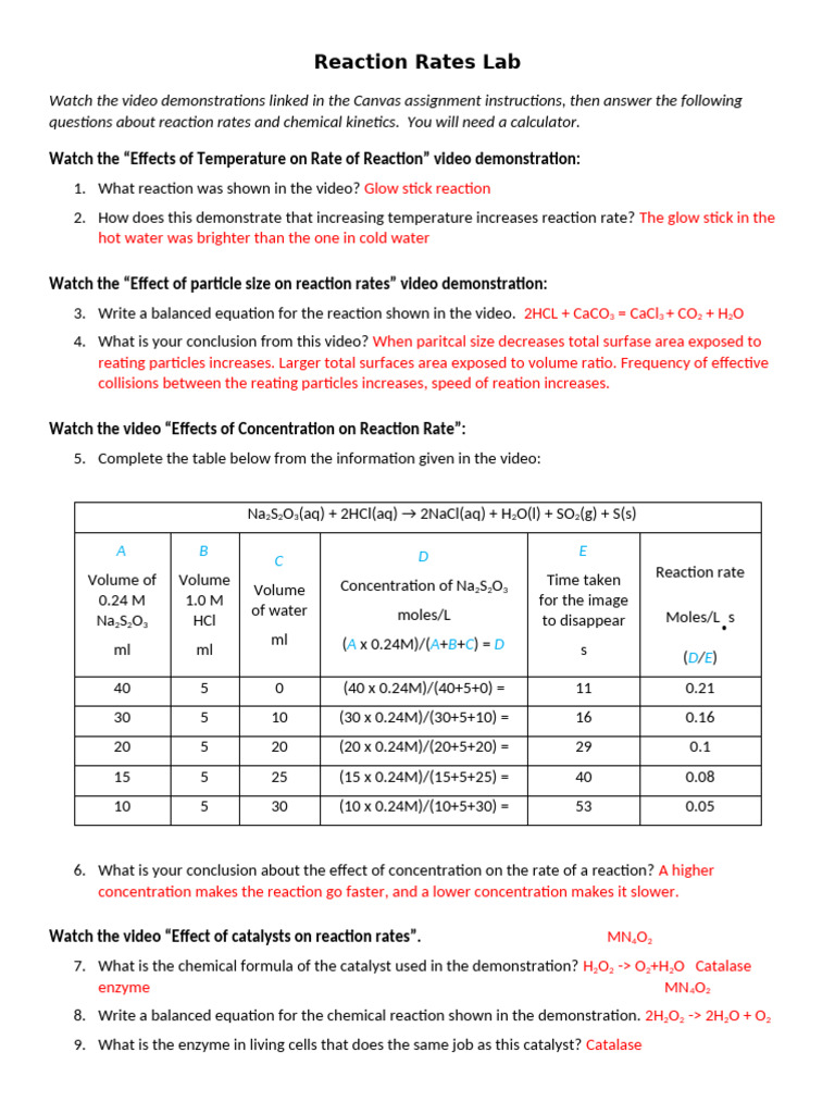 Reaction Rates Lab F22 Collin Lambert | PDF | Reaction Rate | Catalysis