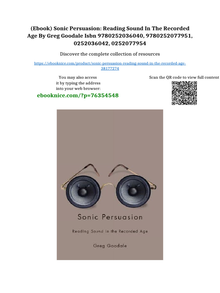 (Ebook) Sonic Persuasion: Reading Sound in The Recorded Age by Greg ...