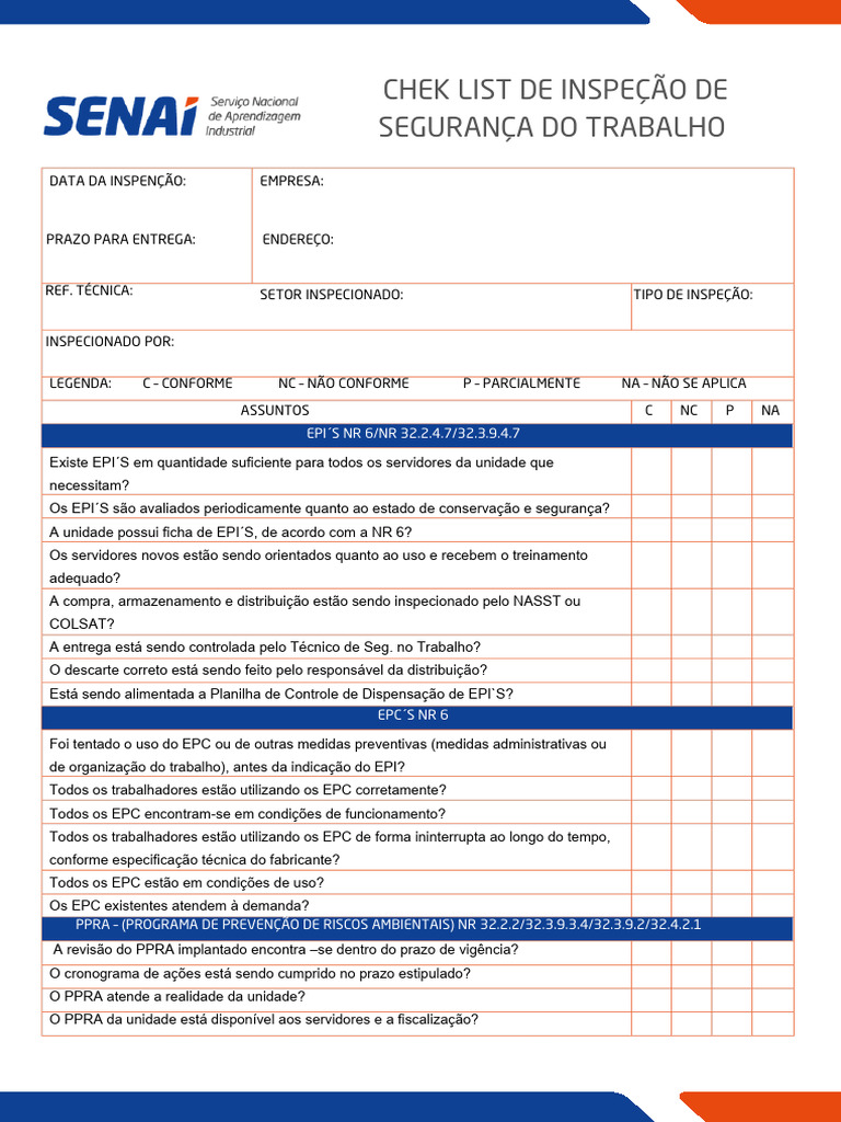 Check List Inspeção de Segurança | PDF | Servidor (informática) | Radiação