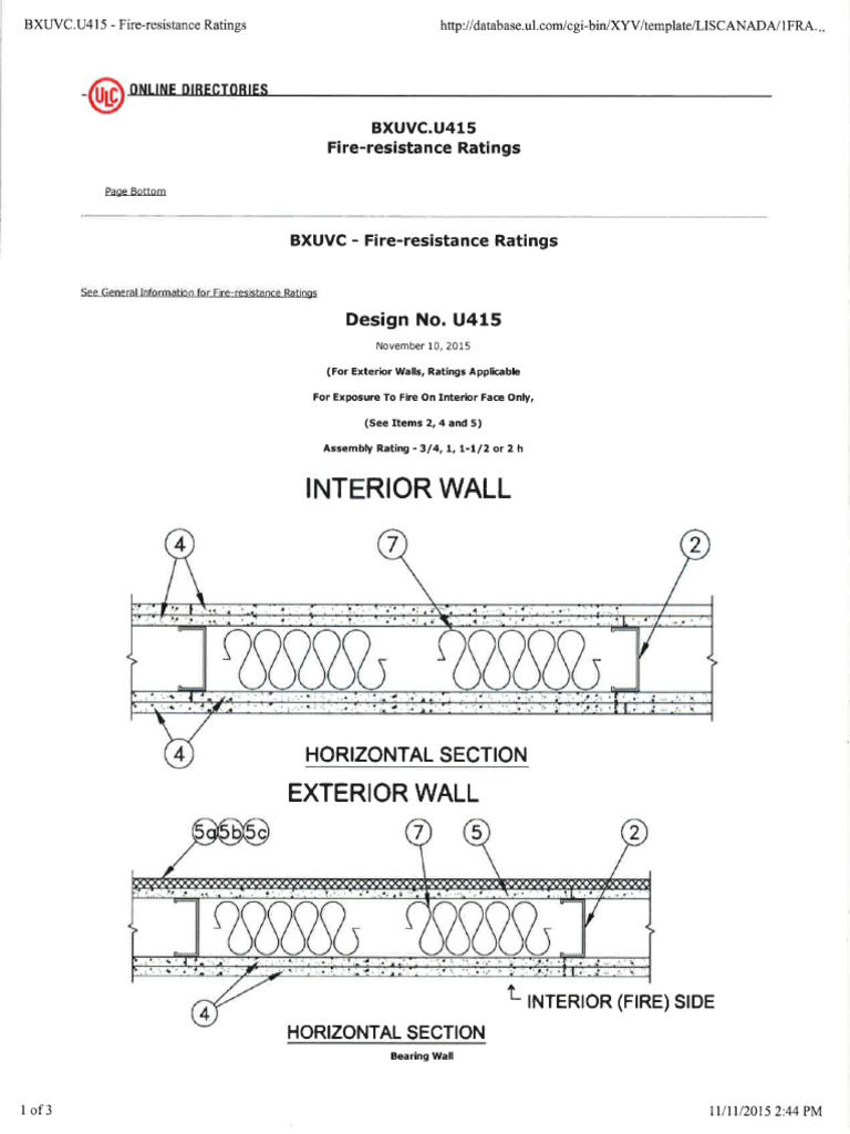 FRR Loadbearing Wall Assembly Ulc U415 | PDF
