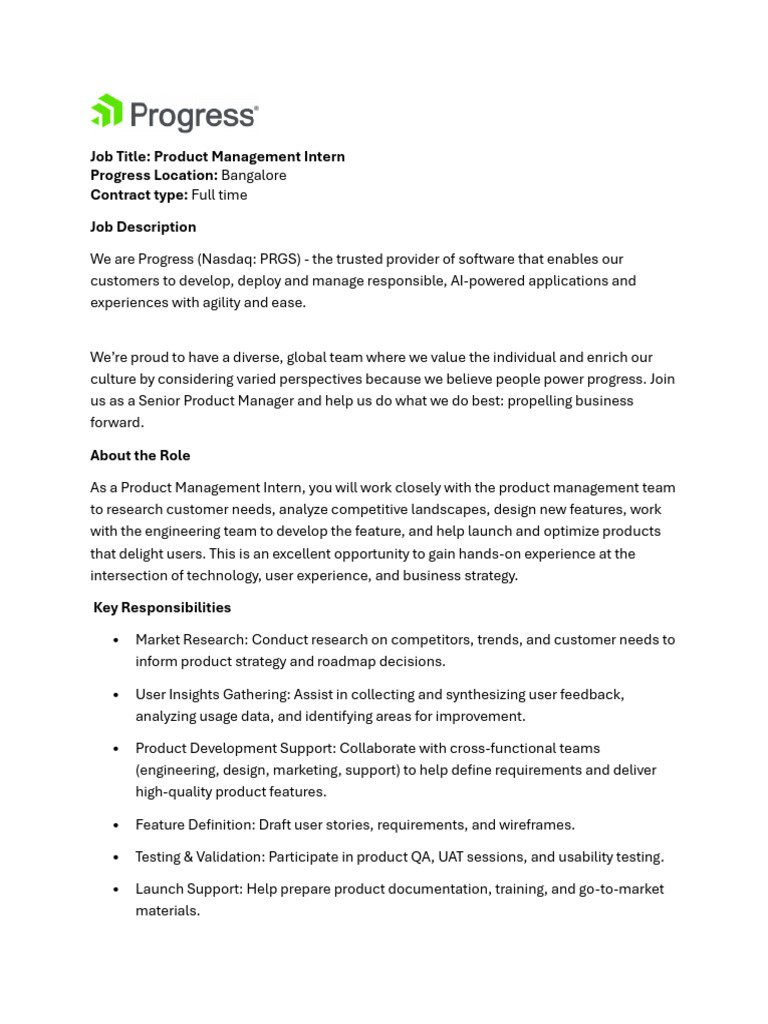 JD Product Management Intern | PDF | Agile Software Development | Computing