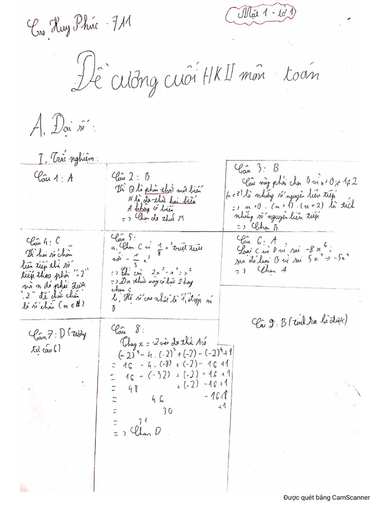 Dap An de Cuong So Toan 7 | PDF