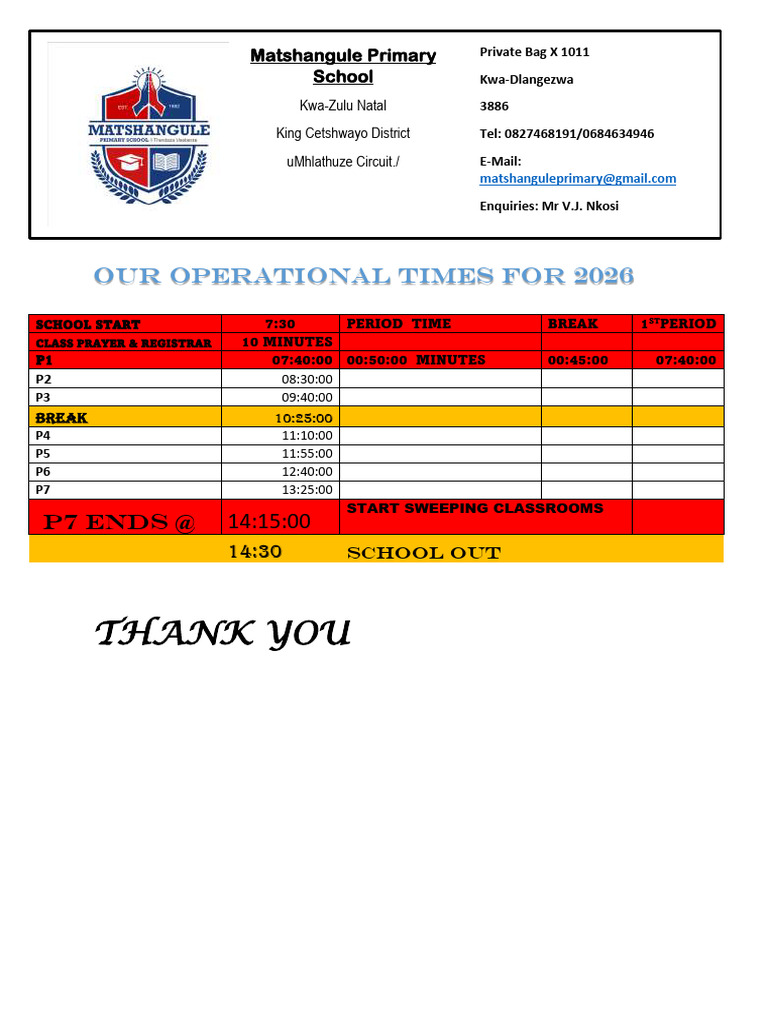 Operational Time For 2026 | PDF