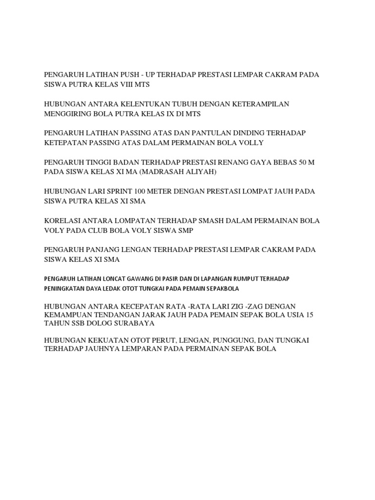 Pengaruh Latihan Push Up