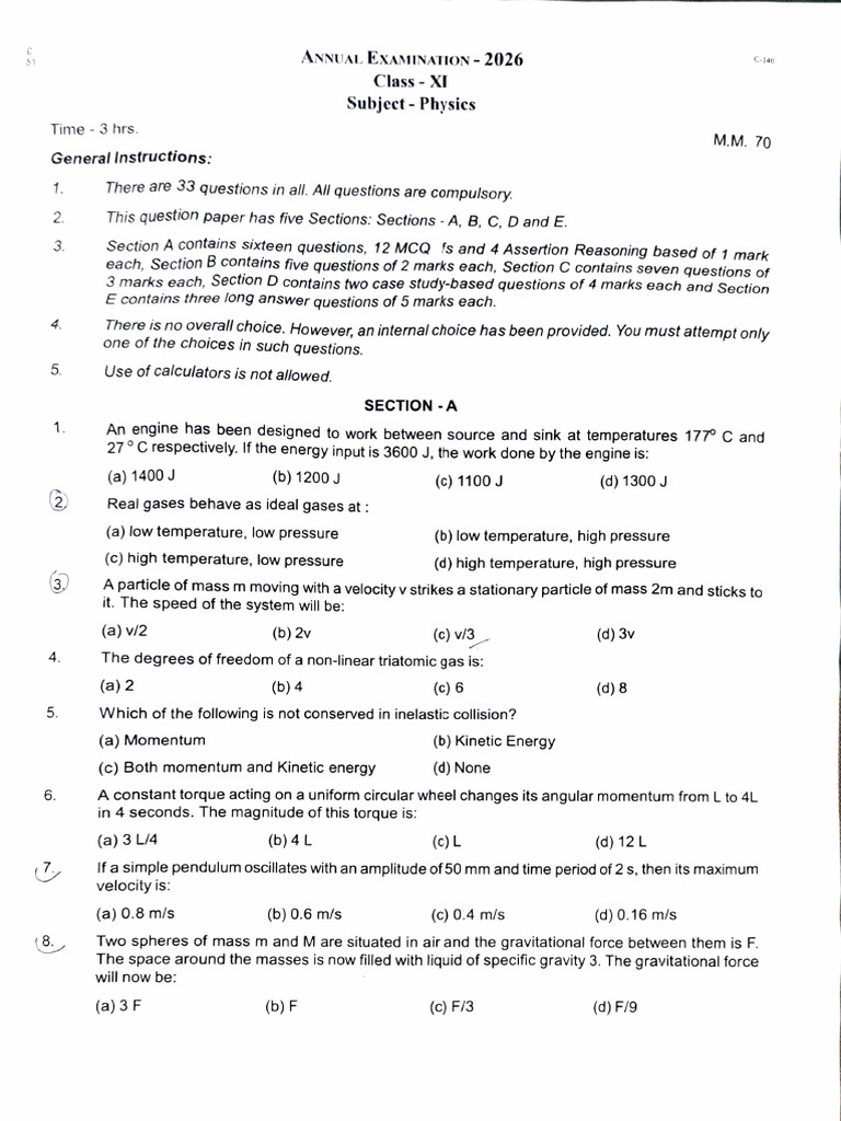Physics Final Paper Feb 21, 2026 | PDF | Force | Potential Energy