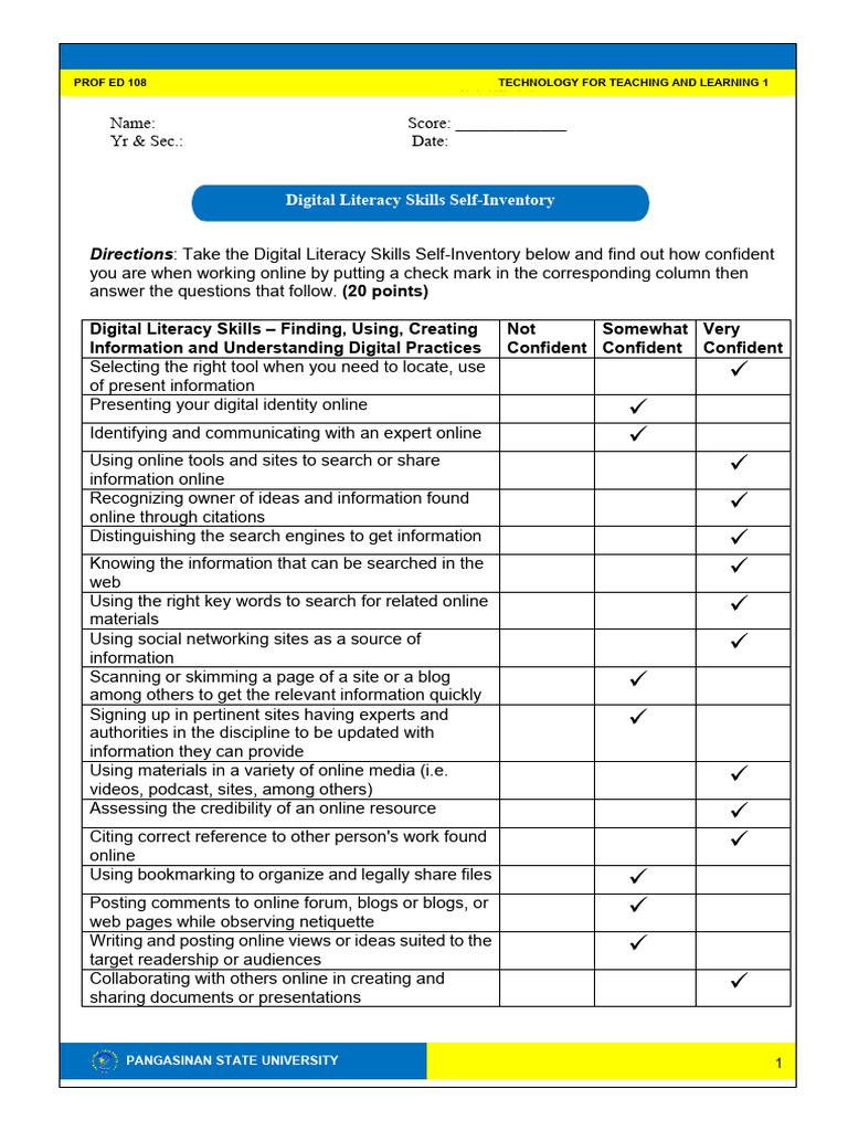 PSU-PROF ED 108 TECHNOLOGY FOR TEACHING AND LEARNING 1 (Worksheet ...
