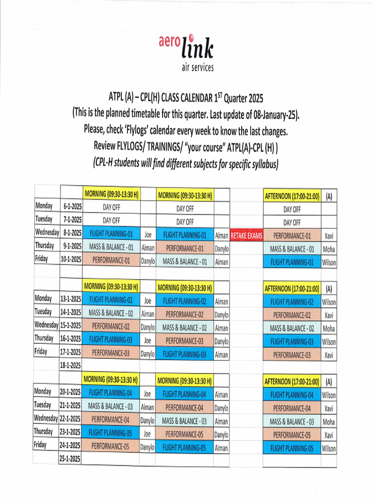 Class Calendar | PDF