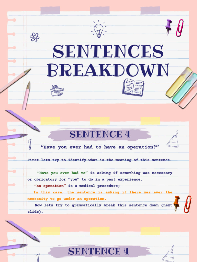 Sentences Breakdown - 5th Stage | PDF | Verb | Perfect (Grammar)
