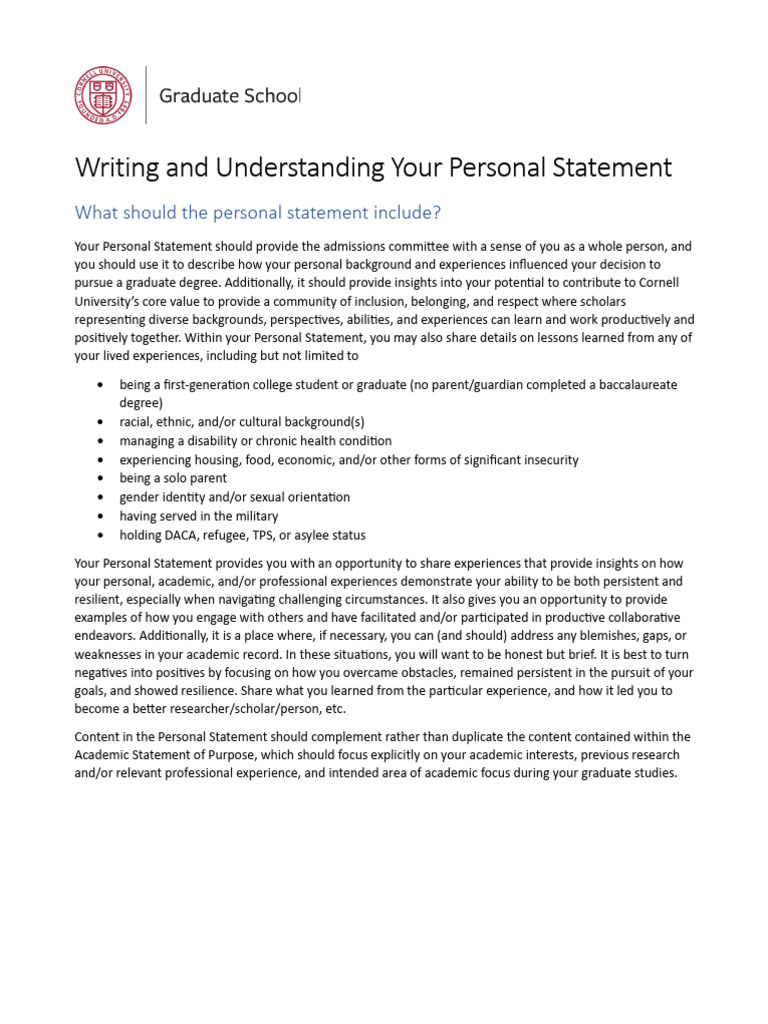 Writing Your Personal Statement | PDF | Social Psychology