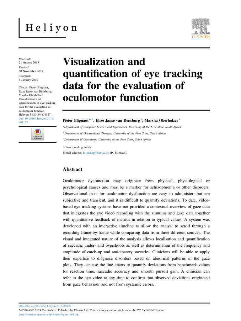 Visualization and Quantification of Eye Tracking Data For The ...