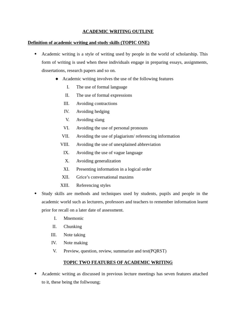 Academic Writing Outline | PDF | Study Skills | Linguistics