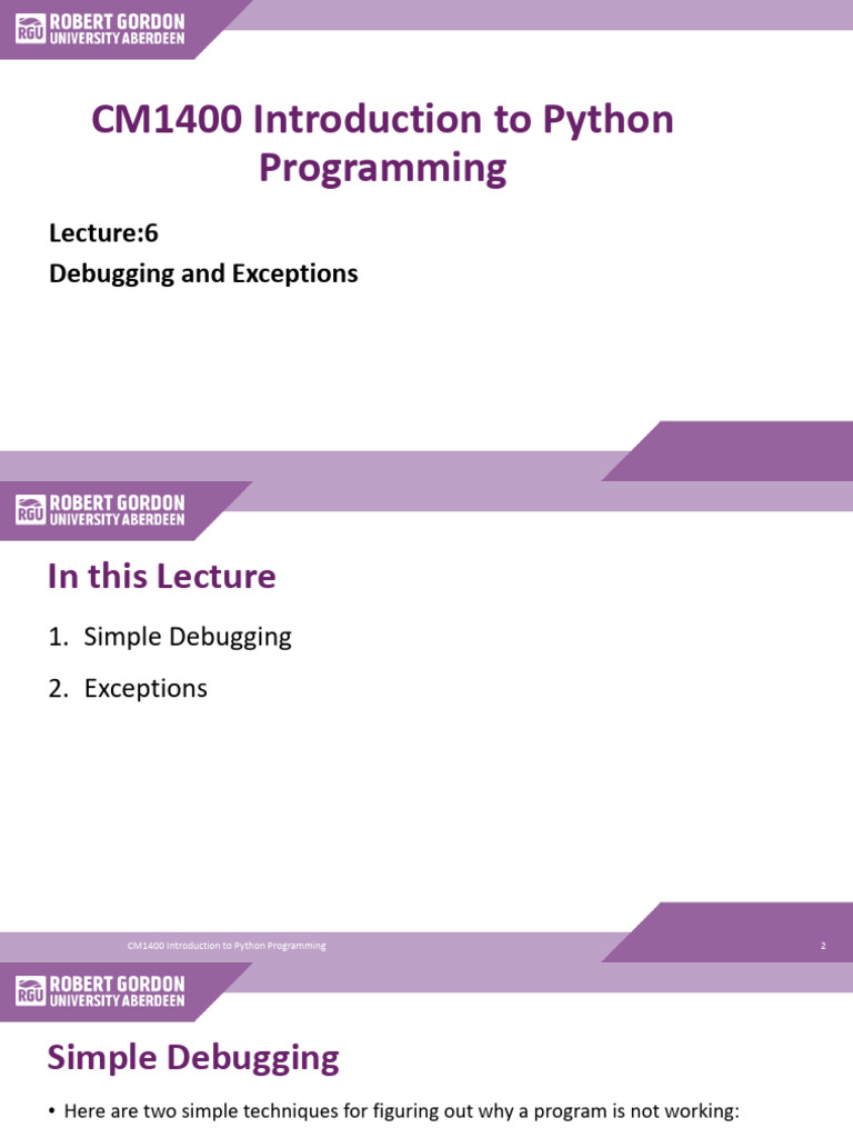 Lecture 6 Debugging and Exceptions | PDF | Object Oriented Programming ...