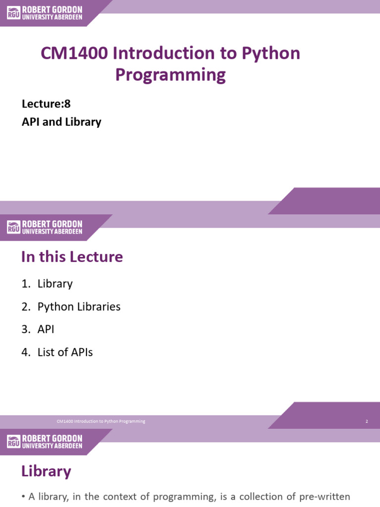 Lecture 8 API and Library | PDF | Python (Programming Language ...
