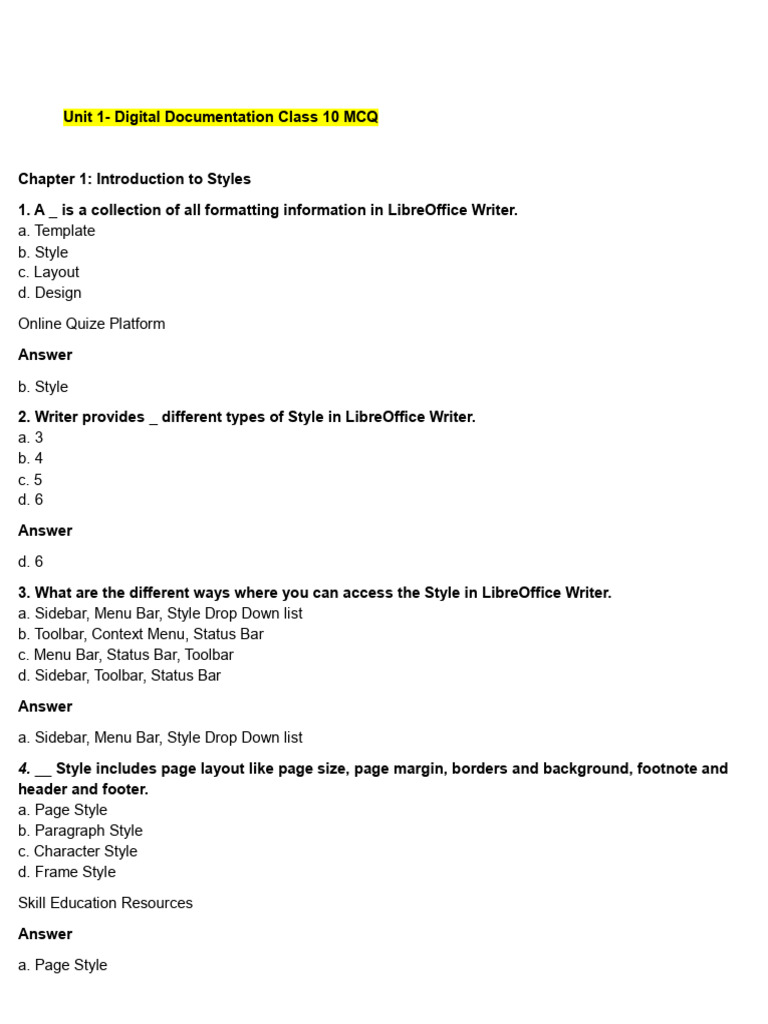 Part B Unit 1 - Digital Documentation Class 10 Notes | PDF | Hyperlink ...