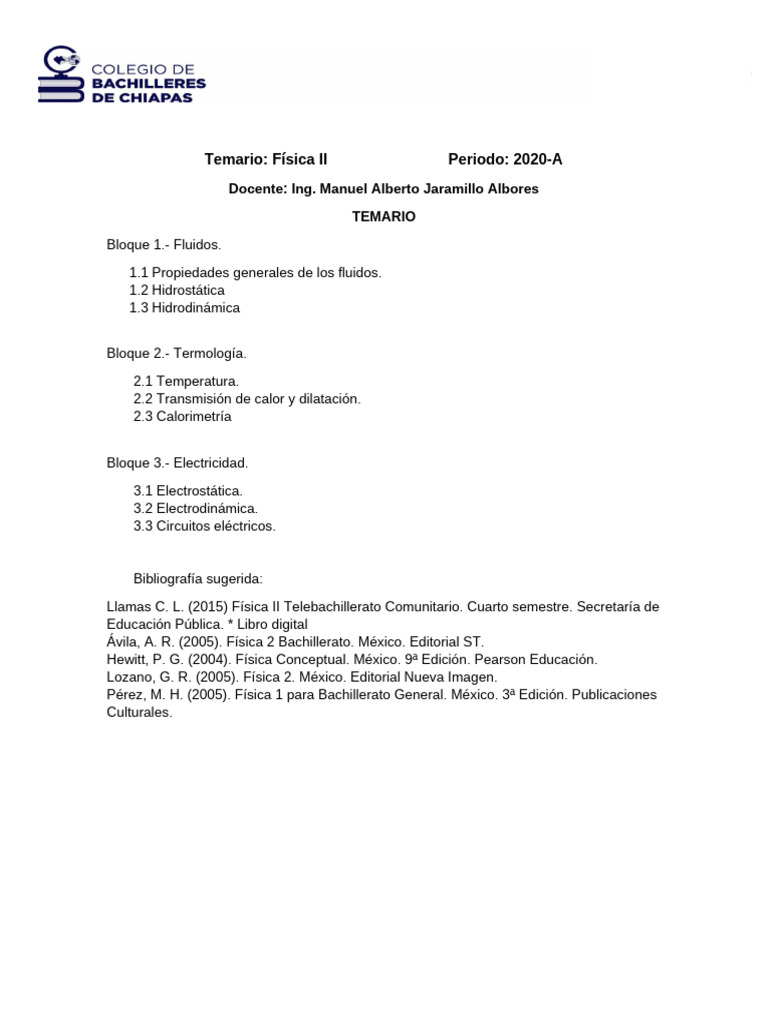 Temario Fisica II | PDF
