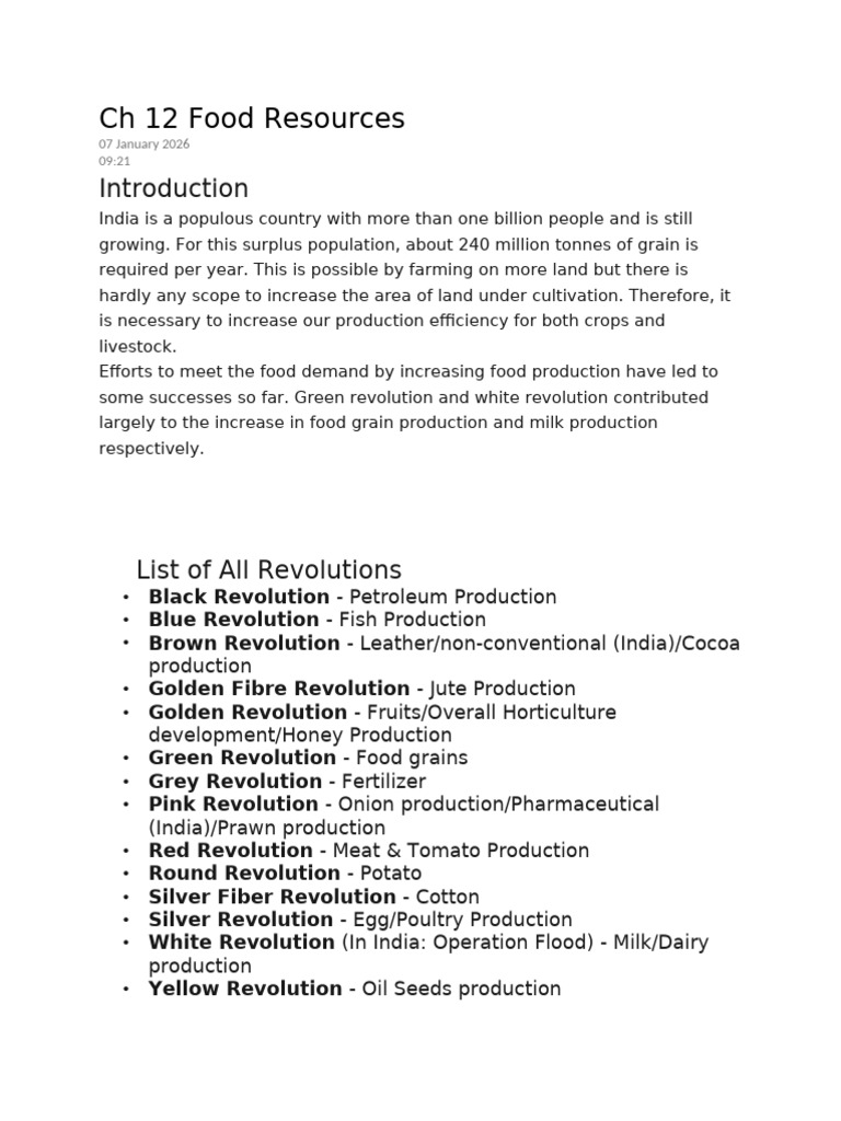 CH 12 Improvement in Food Resources Important Explanation | PDF | Plant ...