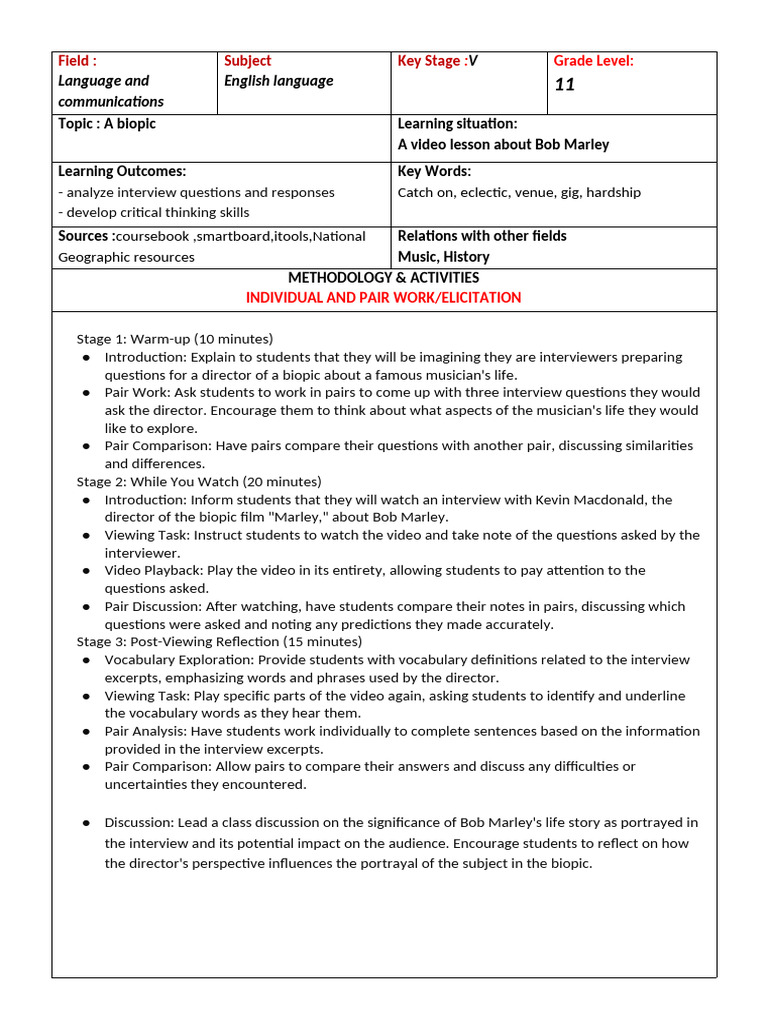 Lesson Plan 11 2nd Trimester | PDF | Reading Comprehension | Lesson Plan