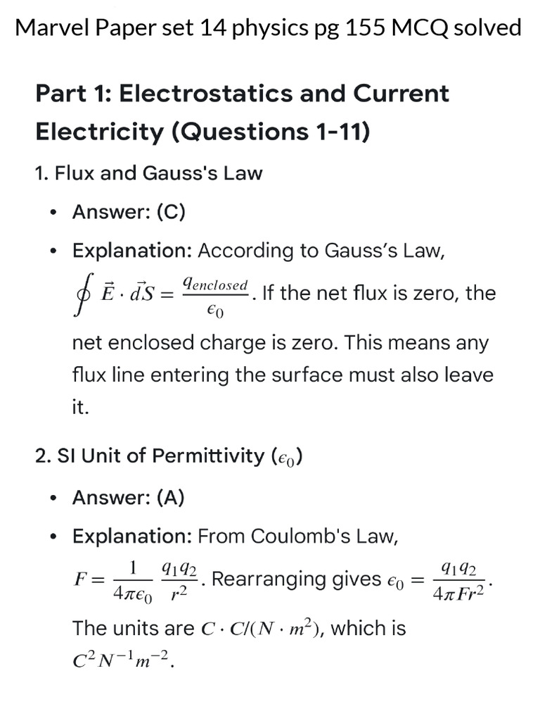 Physics Paper Set 14 Physics 155 | PDF