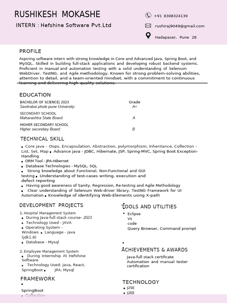 Rushikesh Mokashe-4 | PDF | Software Testing | Java (Programming Language)