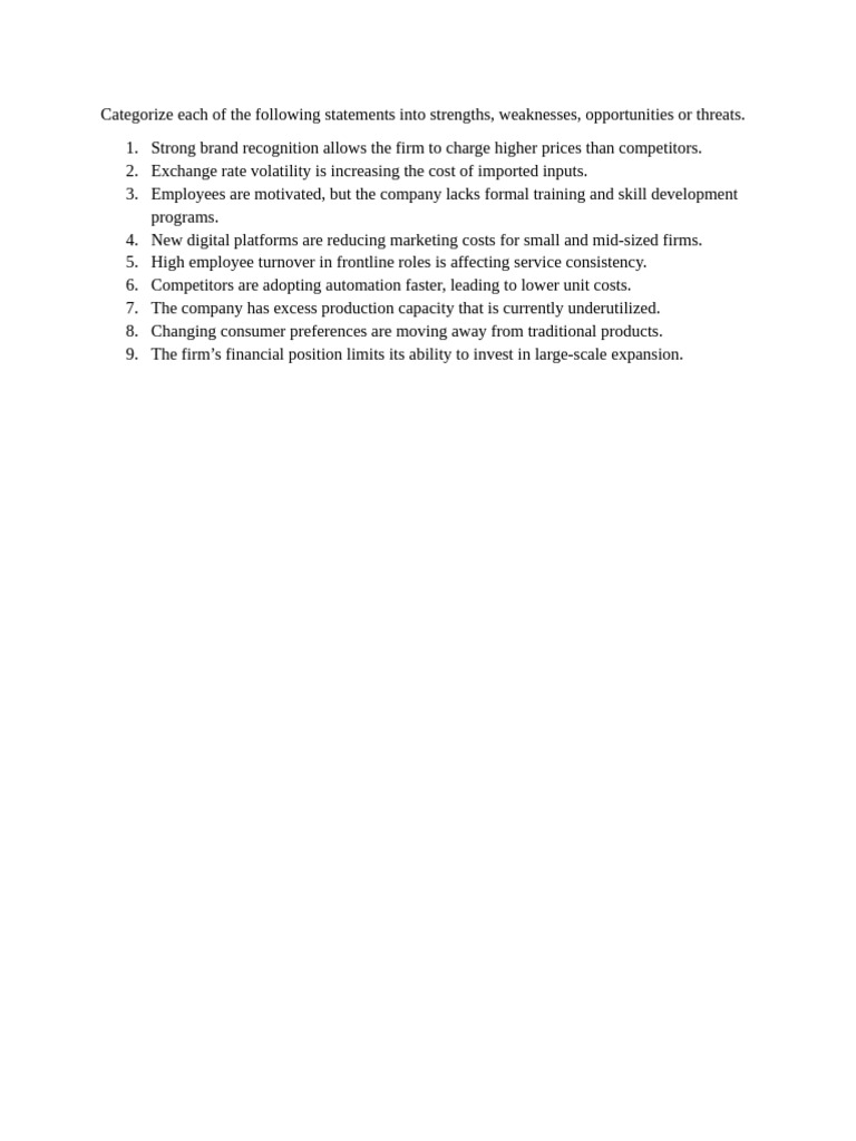 SWOT Statements | PDF