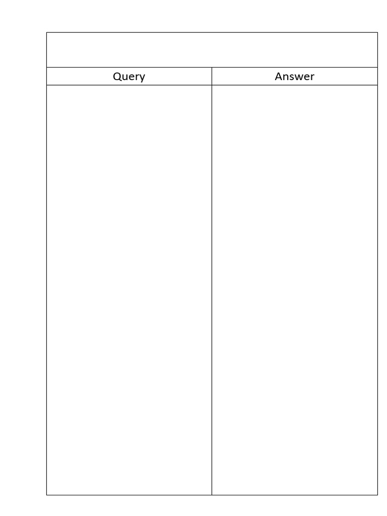 Query Sheet | PDF