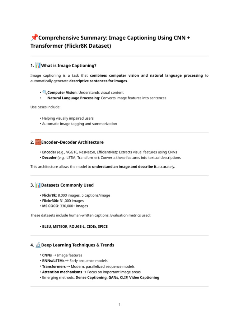 Image Captioning Summary | PDF | Machine Learning | Computing
