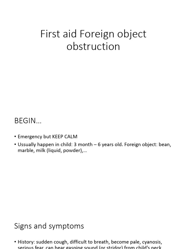 First Aid Foreign Object Obstruction | PDF | Cardiopulmonary ...