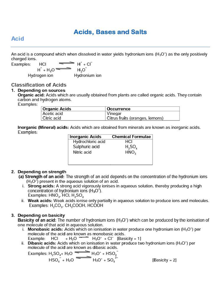 SelfStudy Chemistry Acids, Bases and Salts Notes | PDF