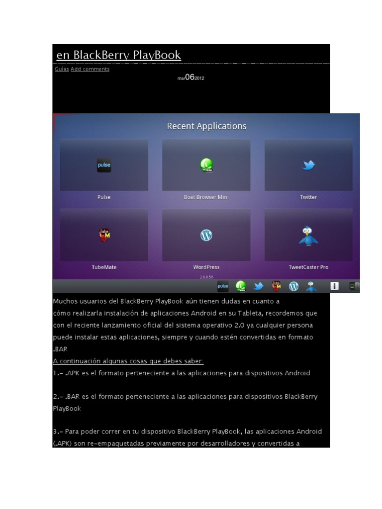 Instalar Apps Android en BlackBerry PlayBook | PDF | Mora | Java ...