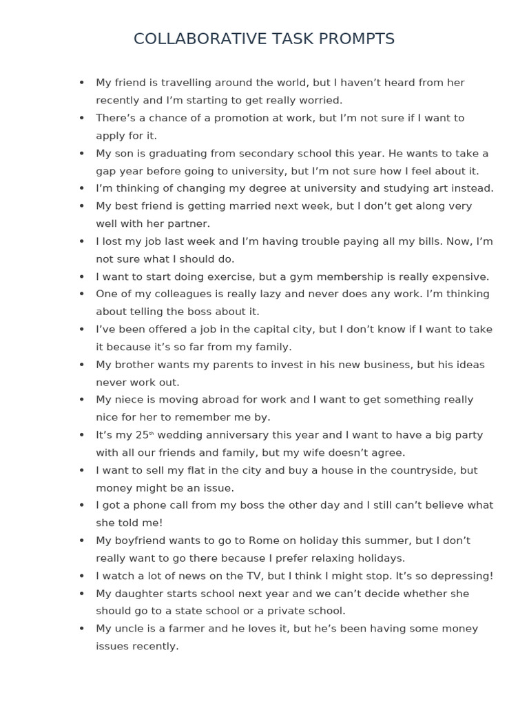 Collaborative Task Prompts | PDF