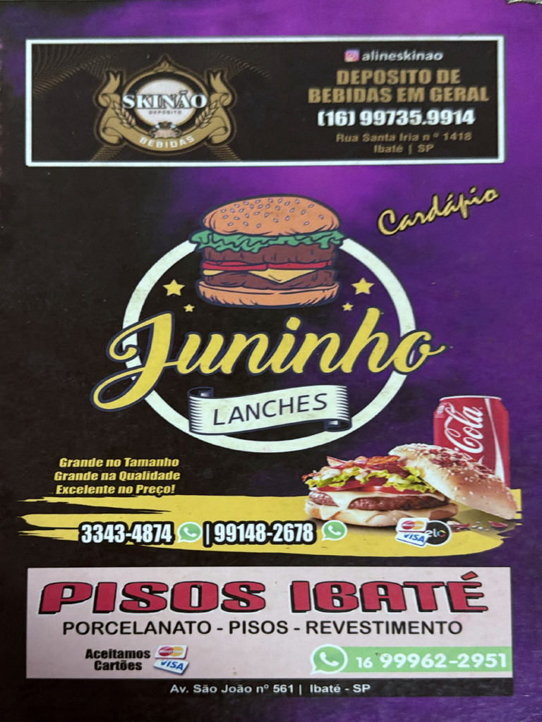Cardápio Juninho Lanches | PDF