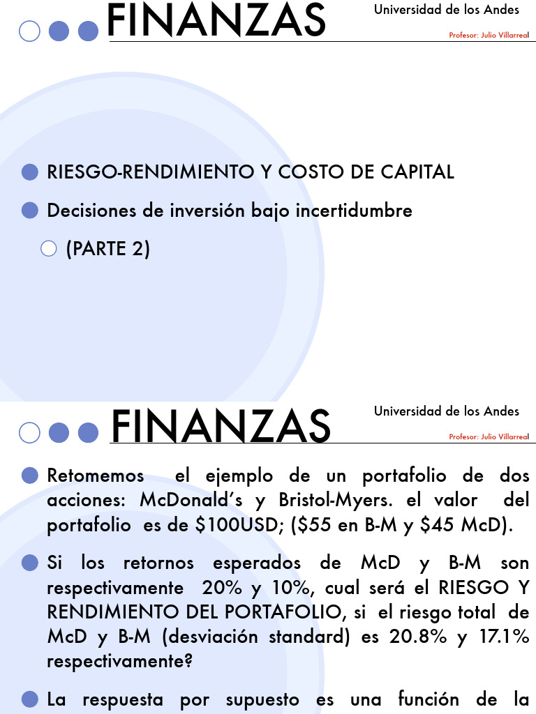 Finanzas RIESGO, RETORNO Y COSTO DE CAPITAL | PDF | Economias | Inversiones