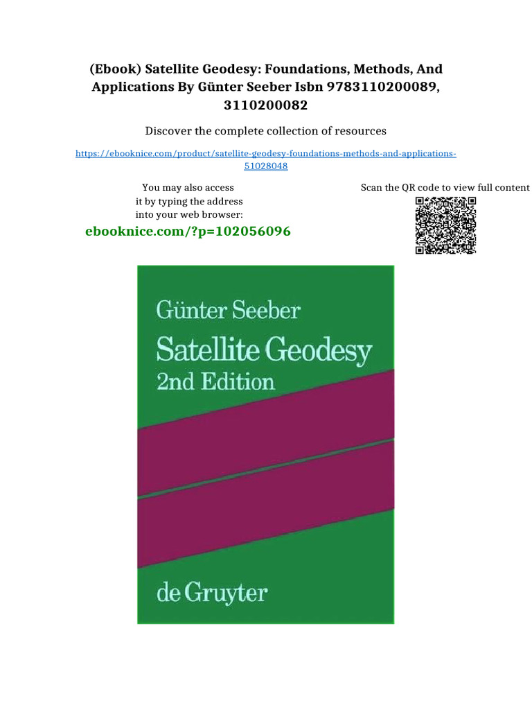 (Ebook) Satellite Geodesy: Foundations, Methods, and Applications by ...