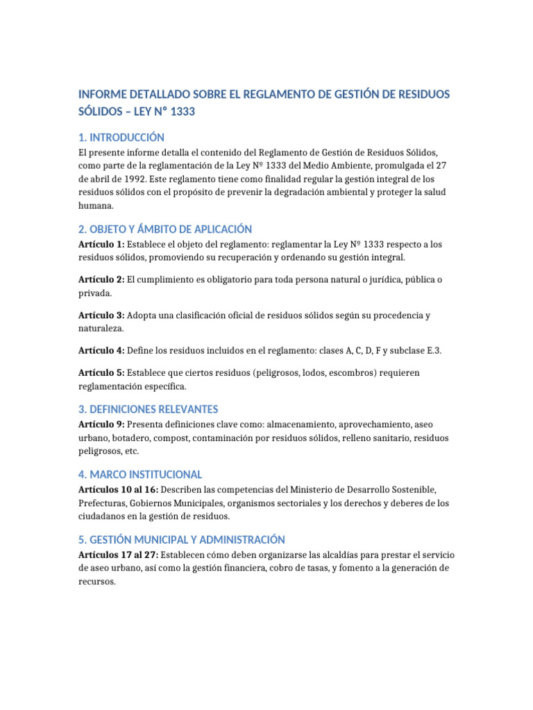 Ley 1333.... | PDF | Residuos | Gestión de residuos