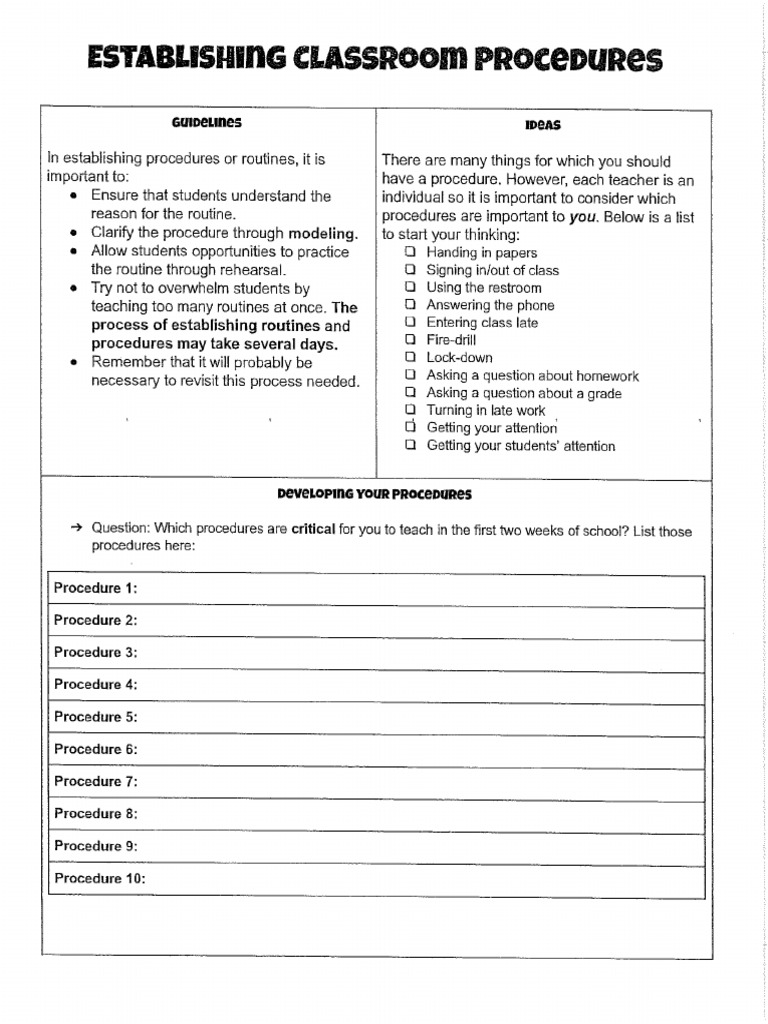 Establishing Rules and Procedures | PDF