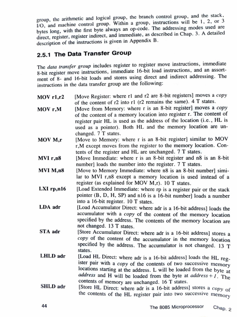 8085 Instruction Set | PDF