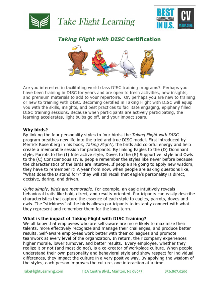 Taking Flight With DISC Certification | PDF | Psychology | Social ...