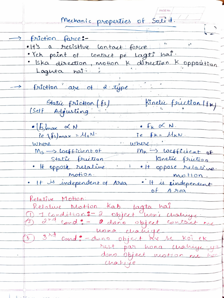 Mechanical Properties of Solid - Notes | PDF